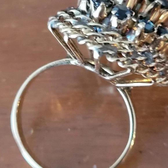 VINTAGE 14K YELLOW GOLD HAND MADE NATURAL SAPPHIRE RING BASKET DESIGN SIZE 7 3/4 - Picture 6 of 14